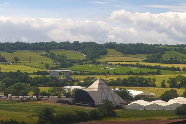 Glastonbury 2025 build progress - as of 26/05/25 · Credit: BBC Webcam